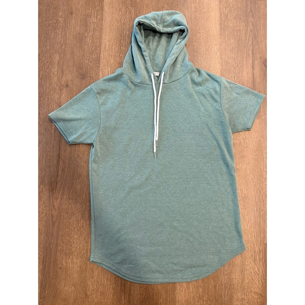 Ohoo & Company Men's Short Sleeve Green Lightweight Hoodie Size Medium